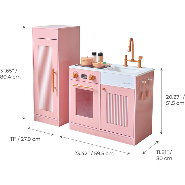 Teamson Kids Little Chef Chester Wooden Play Kitchen with 12 Accessories, Peach - Play Kitchens - 4
