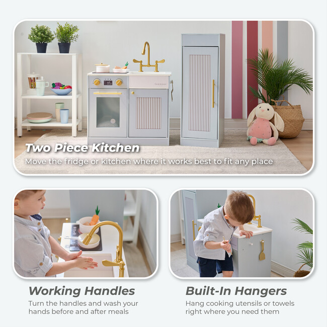 Teamson Kids Little Chef Chester Wooden Play Kitchen with 12 Accessories, Blue - Play Kitchens - 3