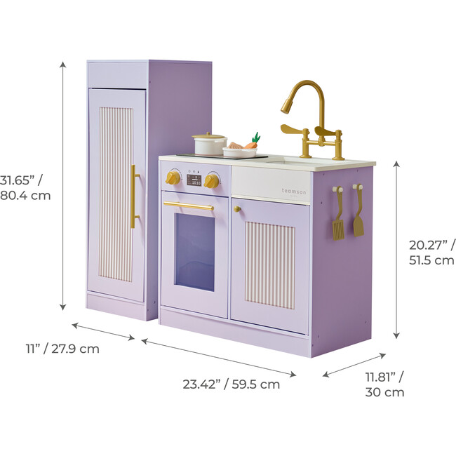 Teamson Kids Little Chef Chester Wooden Play Kitchen with 12 Accessories, Purple - Play Kitchens - 4