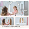 Teamson Kids Deluxe Glow Wooden Vanity Desk with LED Lights & Cork Panels, White - Play Vanities - 3