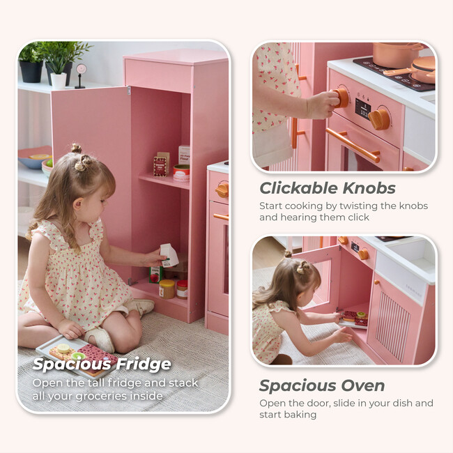 Teamson Kids Little Chef Chester Wooden Play Kitchen with 12 Accessories, Peach - Play Kitchens - 5