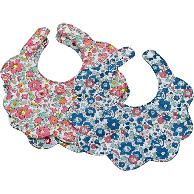 Liberty of London Scallop Baby Dribble Bib, Pack of 3, Betsy Fabric