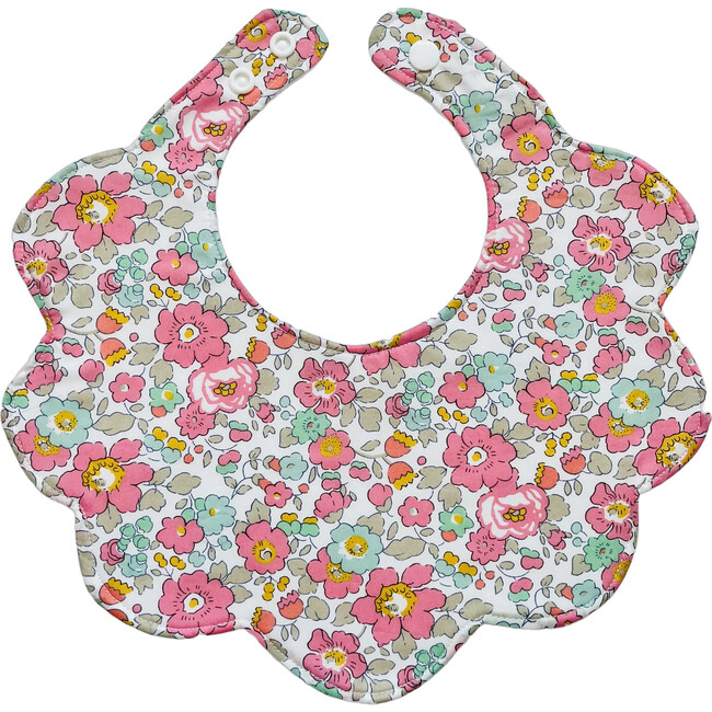Liberty of London Scallop Baby Dribble Bib, Betsy Light Pink