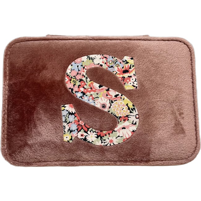 Liberty of London Personalised Velvet Travel Jewellery Case, Blush