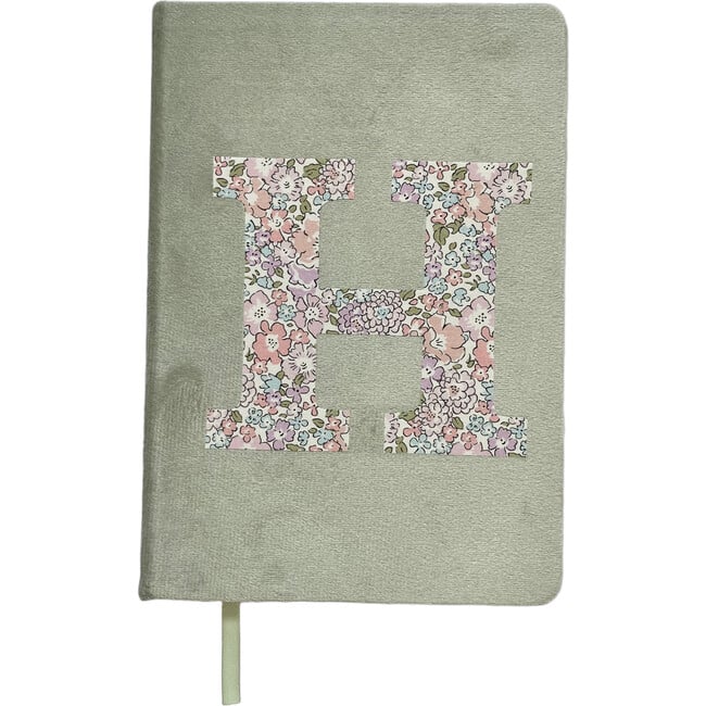 Liberty of London A5 Personalised Velvet Ruled Notebook, Sage
