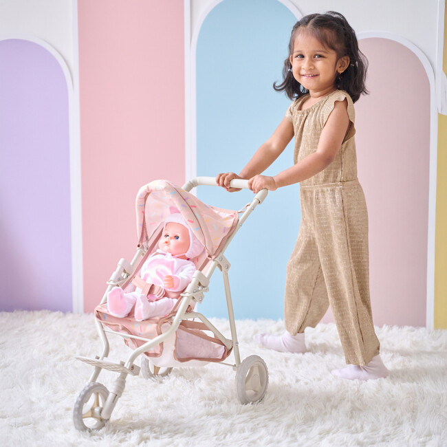 Olivia's Little World Confetti Doll Jogging Stroller with Retractable Canopy - Doll Accessories - 6
