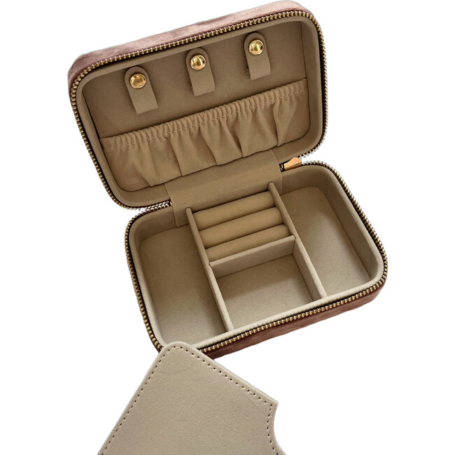 Liberty of London Personalised Velvet Travel Jewellery Case, Blush - Jewelry Boxes - 4
