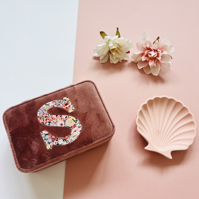 Liberty of London Personalised Velvet Travel Jewellery Case, Blush - Jewelry Boxes - 6
