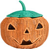 Pumpkin Face Handcrafted Rattan Halloween Basket, Orange - Storage Baskets - 1 - thumbnail