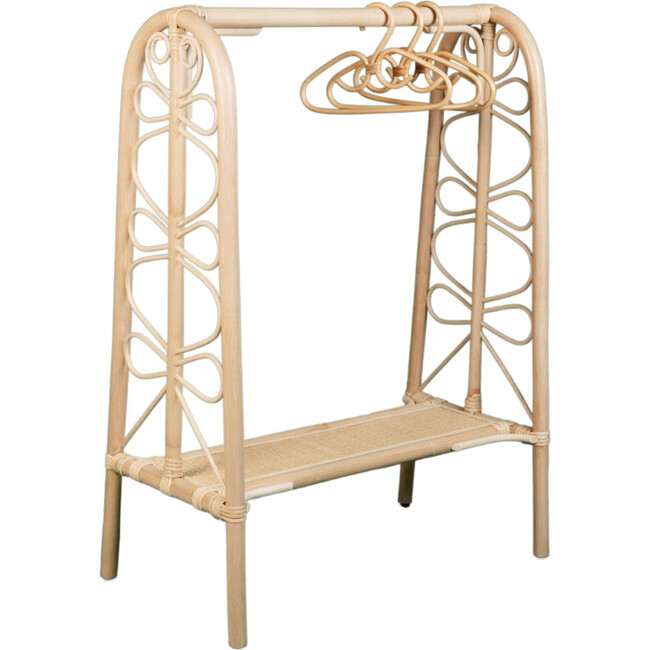 Belle Handcrafted Rattan Kids Clothing Rack, Montessori