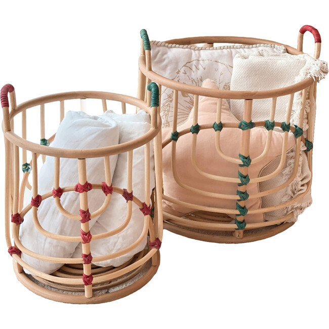 Iris Handcrafted Rattan Storage Baskets, Set of 2