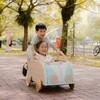 Archie Handcrafted Rattan Storage Wagon with Solid Wood Wheels, Pastel Blue & White - Storage Baskets - 2