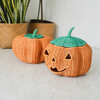 Pumpkin Face Handcrafted Rattan Halloween Basket, Orange - Storage Baskets - 5