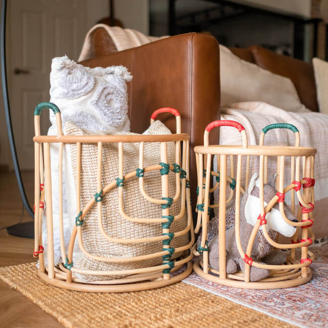 Iris Handcrafted Rattan Storage Baskets, Set of 2 - Storage Baskets - 3