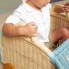 Archie Handcrafted Rattan Storage Wagon with Solid Wood Wheels, Pastel Blue & White - Storage Baskets - 4