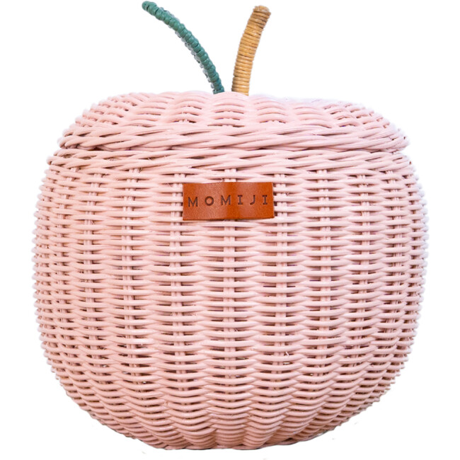 Apple Handcrafted Rattan Decor Basket - Small, Soft Pink