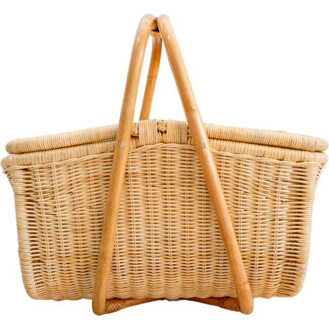 Aurelie Picnic Basket Handcrafted Rattan with vegan leather details
