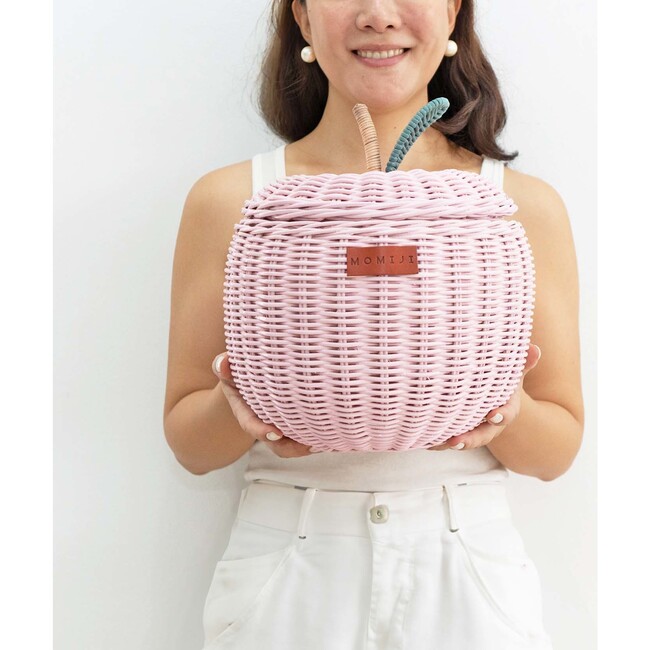 Apple Handcrafted Rattan Decor Basket - Small, Soft Pink - Storage Baskets - 2