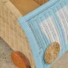 Archie Handcrafted Rattan Storage Wagon with Solid Wood Wheels, Pastel Blue & White - Storage Baskets - 7