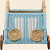 Archie Handcrafted Rattan Storage Wagon with Solid Wood Wheels, Pastel Blue & White - Storage Baskets - 8