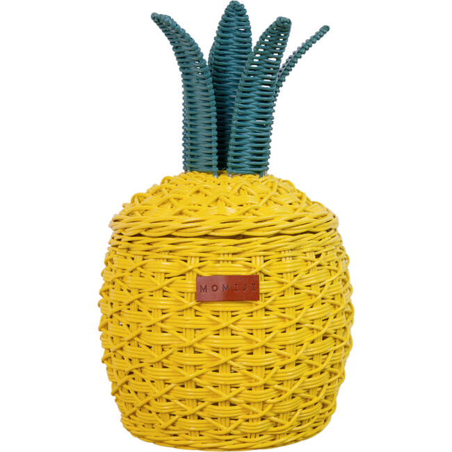 Pineapple Handcrafted Rattan Decor Basket - Small, Yellow