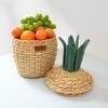 Pineapple Handcrafted Rattan Decor Basket - Small, Natural - Storage Baskets - 3