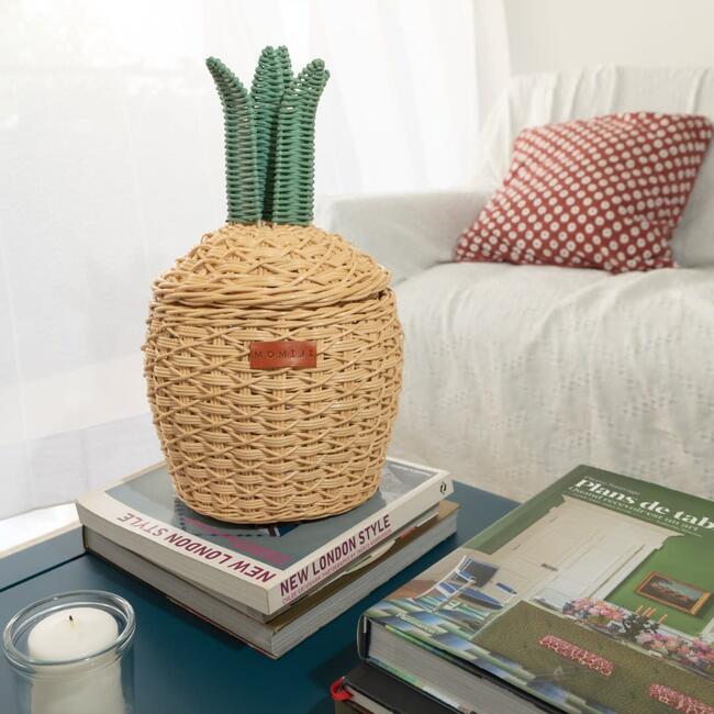 Pineapple Handcrafted Rattan Decor Basket - Small, Natural - Storage Baskets - 4