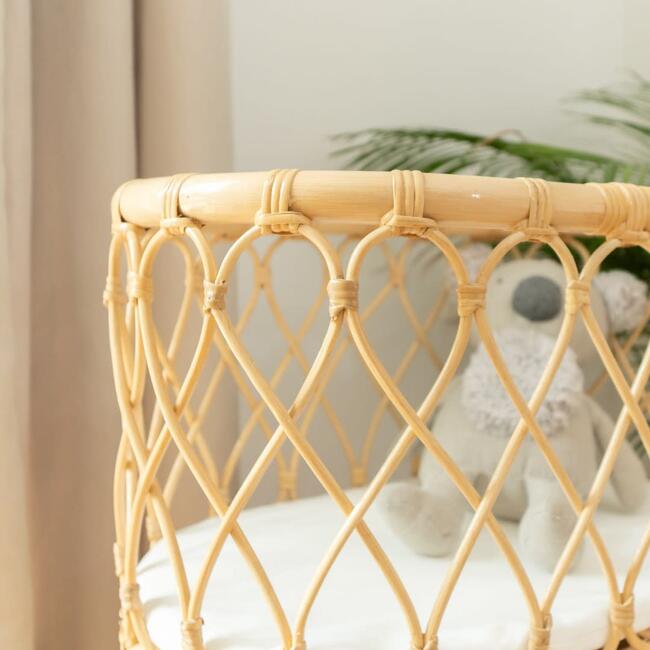 Olivia Handcrafted Rattan Doll Bassinet with Toy Mattress - Doll Accessories - 7