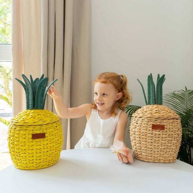 Pineapple Handcrafted Rattan Decor Basket - Small, Natural - Storage Baskets - 5