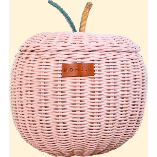 Apple Handcrafted Rattan Decor Basket - Small, Soft Pink - Storage Baskets - 9