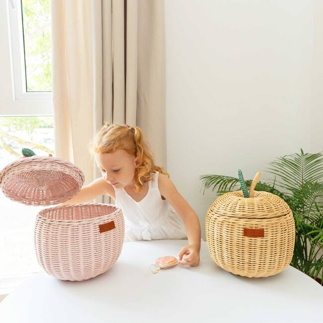 Apple Handcrafted Rattan Decor Basket - Small, Natural - Storage Baskets - 7