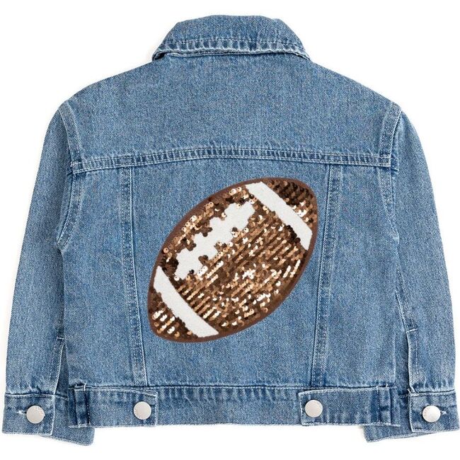 Game Day Football Sequin Patch Denim Jacket, Denim
