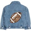 Game Day Football Sequin Patch Denim Jacket, Denim - Sweatshirts - 1 - thumbnail