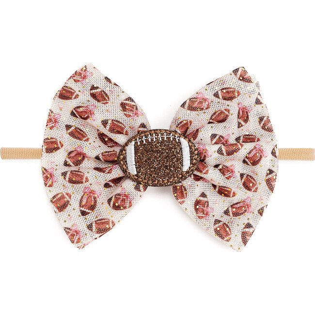 Football Cutie Tulle Bow Baby Headband, Ivory