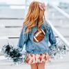 Game Day Football Sequin Patch Denim Jacket, Denim - Sweatshirts - 5