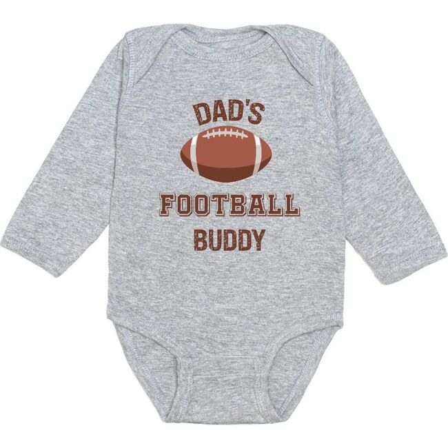 Dad's Football Buddy Long Sleeve Bodysuit, Grey