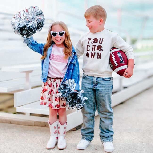 Game Day Football Sequin Patch Denim Jacket, Denim - Sweatshirts - 6