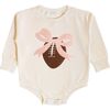 Coquette Football Patch Long Sleeve Romper, Natural - Rompers - 1 - thumbnail