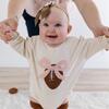 Coquette Football Patch Long Sleeve Romper, Natural - Rompers - 2