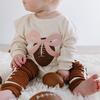 Coquette Football Patch Long Sleeve Romper, Natural - Rompers - 3