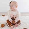 Coquette Football Patch Long Sleeve Romper, Natural - Rompers - 4