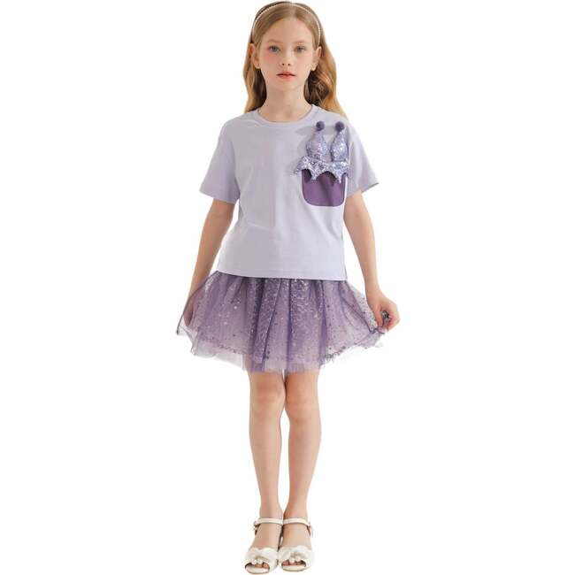 Glimmer Applique Outfit, Purple - Mixed Apparel Set - 2