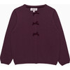 Velvet Bow Cardigan , Claret - Cardigans - 1 - thumbnail