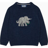 Triceratops Jumper, Denim Blue Marl - Sweaters - 1 - thumbnail