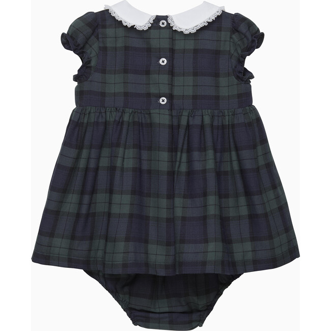 Tartan Reindeer Smocked Dress, Navy Tartan - Dresses - 2