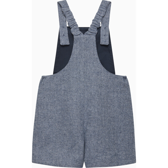 Lion Alfie Bib Shorts, Blue Herringbone - Rompers - 2