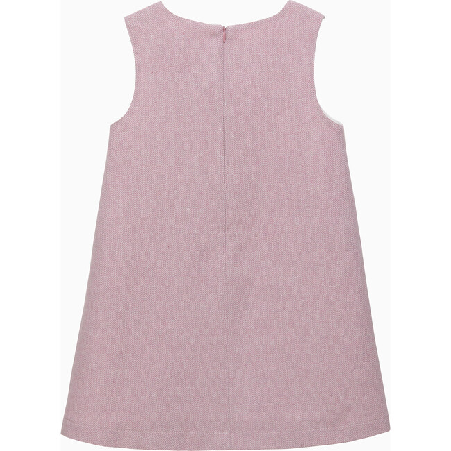 Kids Georgina Bow Dress, Pink Herringbone - Dresses - 2