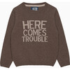 Here Comes Trouble Jumper, Brown Marl - Sweaters - 1 - thumbnail