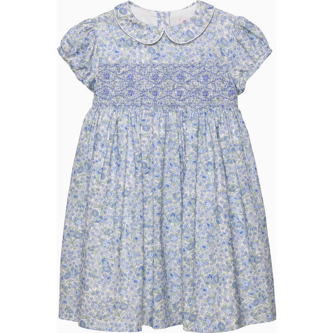 Kids Arabella Floral Smocked Dress, Blue Floral