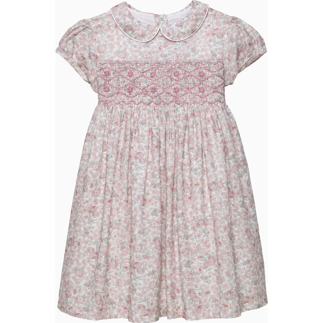 Kids Arabella Floral Smocked Dress, Pink Floral